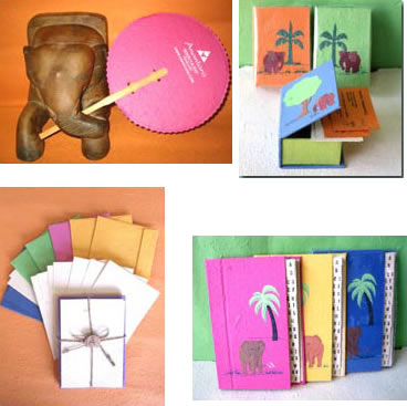 Objetos feitos com papel de cocô de elefante